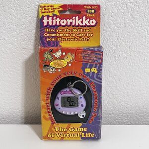 Vintage Hitorikko Virtual Pet Dinosaur Keychain Purple with Box UNTESTED